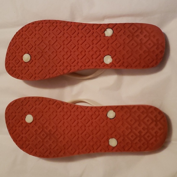 Tory Burch Flip Flops Bone Thong Coral Floral Print SZ 7 - Picture 2 of 8
